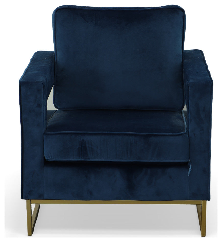 Adadon Velvet Upholstered Armchair - Navy Blue