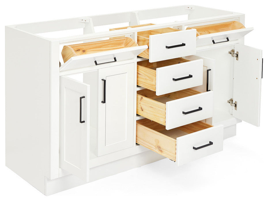 ARIEL Hepburn 60" Double Sink Base Cabinet, White