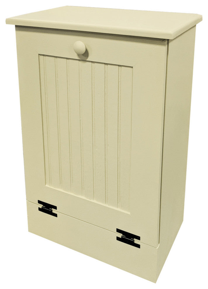 Wooden Trash Bin, Cream