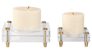New Uttermost Claire Crystal Block Candleholders, 2-Piece Set