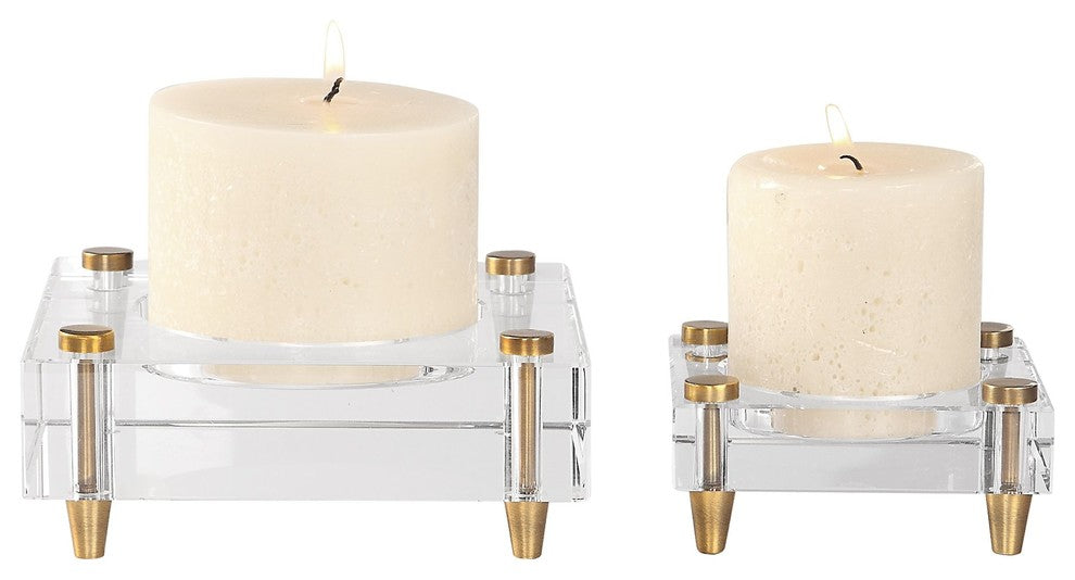 New Uttermost Claire Crystal Block Candleholders, 2-Piece Set