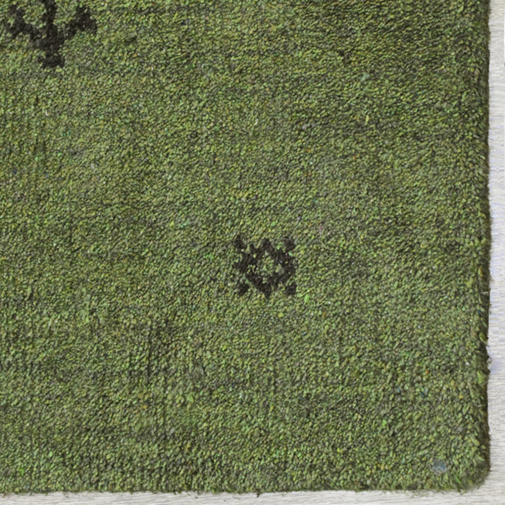 HAND KNOTTED LOOM SILK AREA RUGS-6'x9',Rectangle,Green Brown,Contemporary