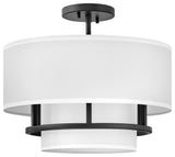Hinkley Lighting 38893 Graham 3 Light 16"W Semi-Flush Drum - Black