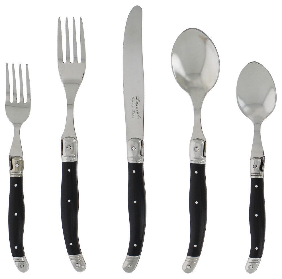 20 Piece Laguiole Flatware Set, Black Onyx