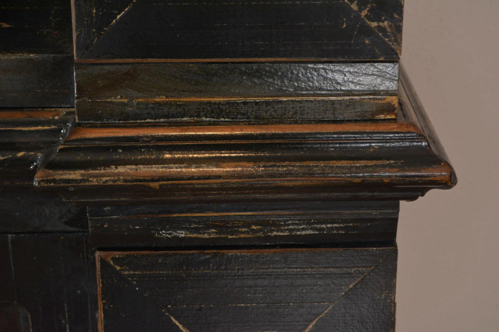 Victoria 3 Drawer, 2 Door Sideboard and Hutch Set - Rustic Black - 91", Sideboard and Hutch