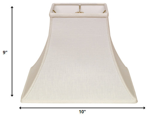 10" White Premium Square Bell Slanted Linen Lampshade