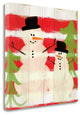 "Snowman On Red Stripes" By Linda Woods, Giclee Print on Gallery Wrap Canvas