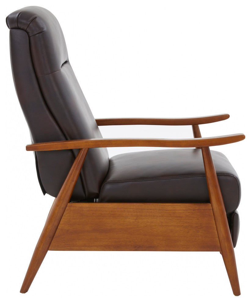 Solaris Wood Arm Push Back Recliner, Burnished Brown