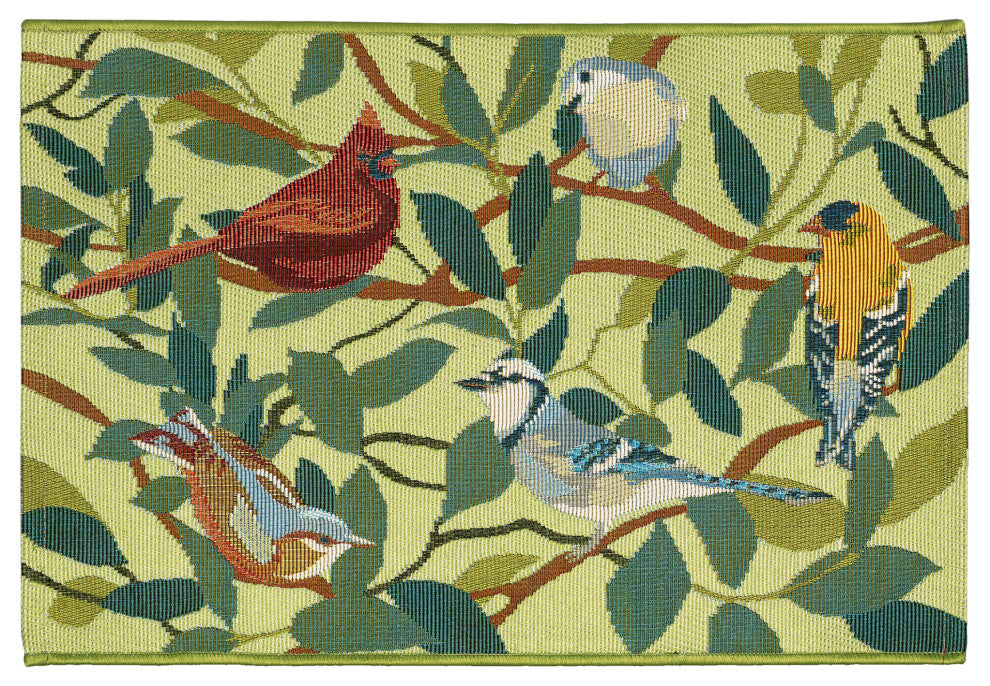 Esencia Birds Of A Feather Indoor/Outdoor Mat Green 1'11"x4'11"