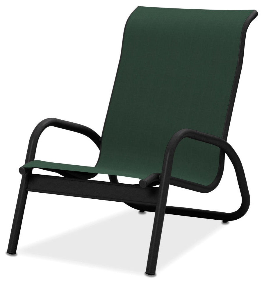 Gardenella Sling Stacking Poolside Chair, Textured Black, Forest Green