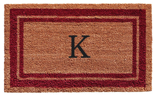 Burgundy Border 24"x36" Monogram Doormat, Letter K