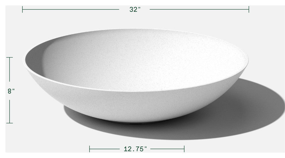 Lane Round Planter Bowl, White, 32'', 2 Pack