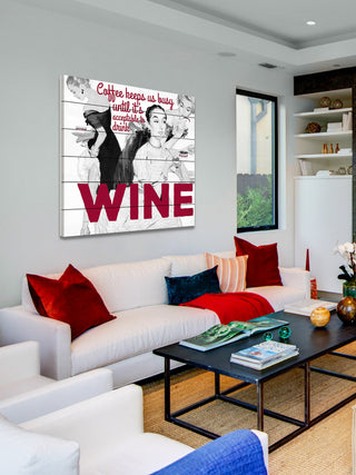 "Wine" Painting Print on White Wood