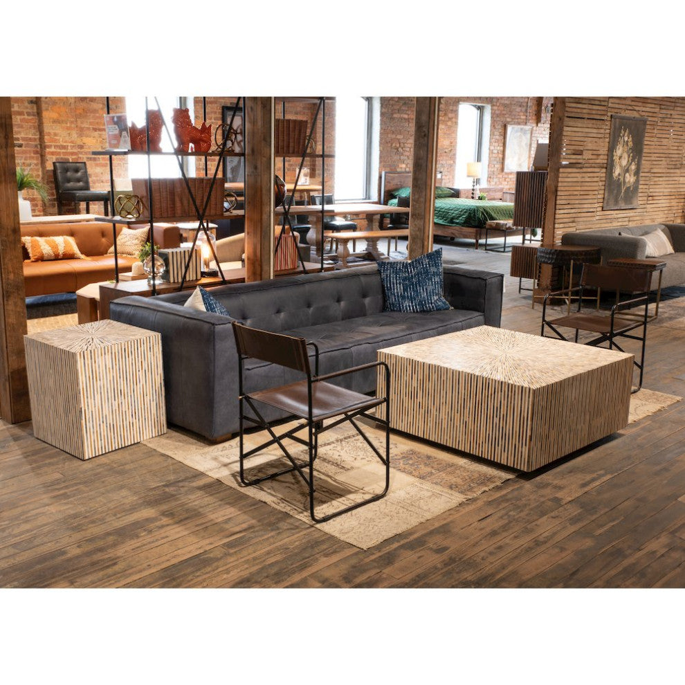 Alexandria 40 Square Coffee Table With Bone, Wood And Horn Inlay