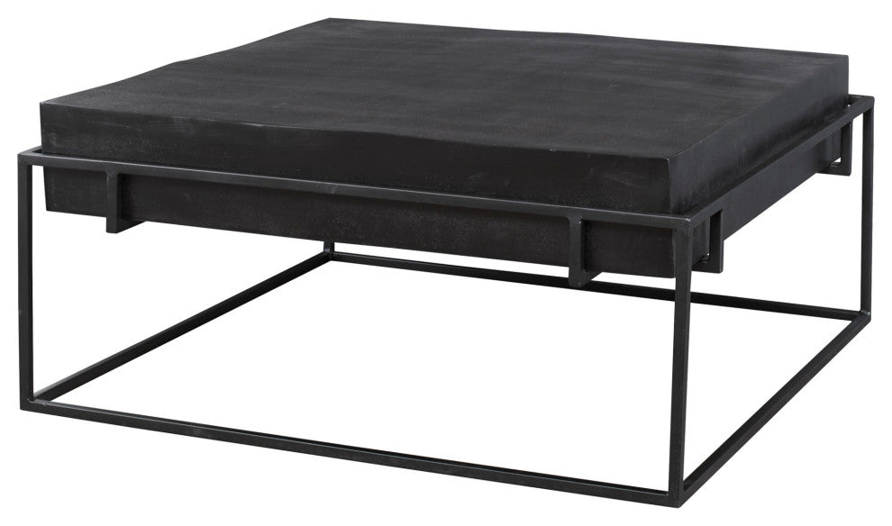 Uttermost 25111 Telone 35"W Aluminum Top Iron Coffee Table - Oxidized Black