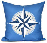 Compass, Geometric Print Pillow, Blue, 16"x16"