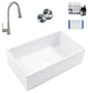 Turner White Fireclay 30" Single Bowl Farmhouse Undermount Kitchen Sink Kit