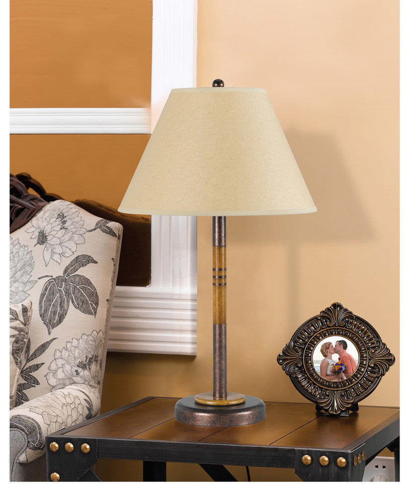 100W Soho Metal Table Lamp, Rust Finish, Kraft Shade