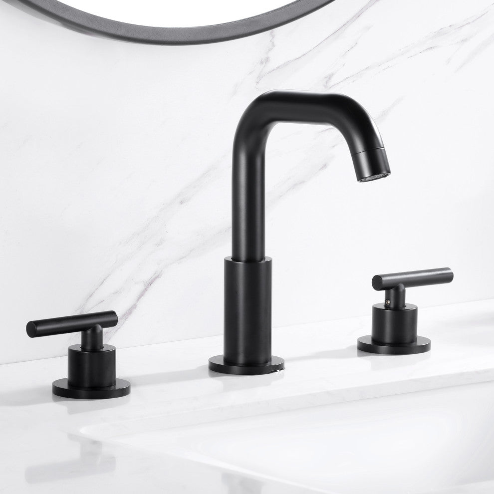8 in. Widespread 2-Handle High Arc Bathroom Faucet with Brass Dics Valve, Black