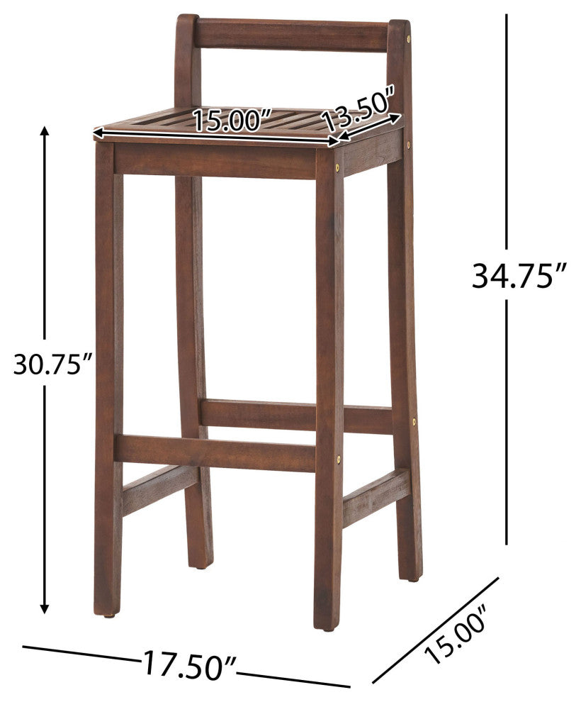GDF Studio 3-Piece Catrina Mahogany Stained Wood Bar Stool Bar Set