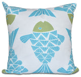 Big Fish, Animal Print Pillow, Turquoise, 18"x18"