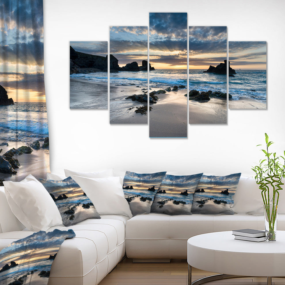 Beautiful Porthcothan Bay, Multipanel Seashore Canvas Art Print, 60"x32"