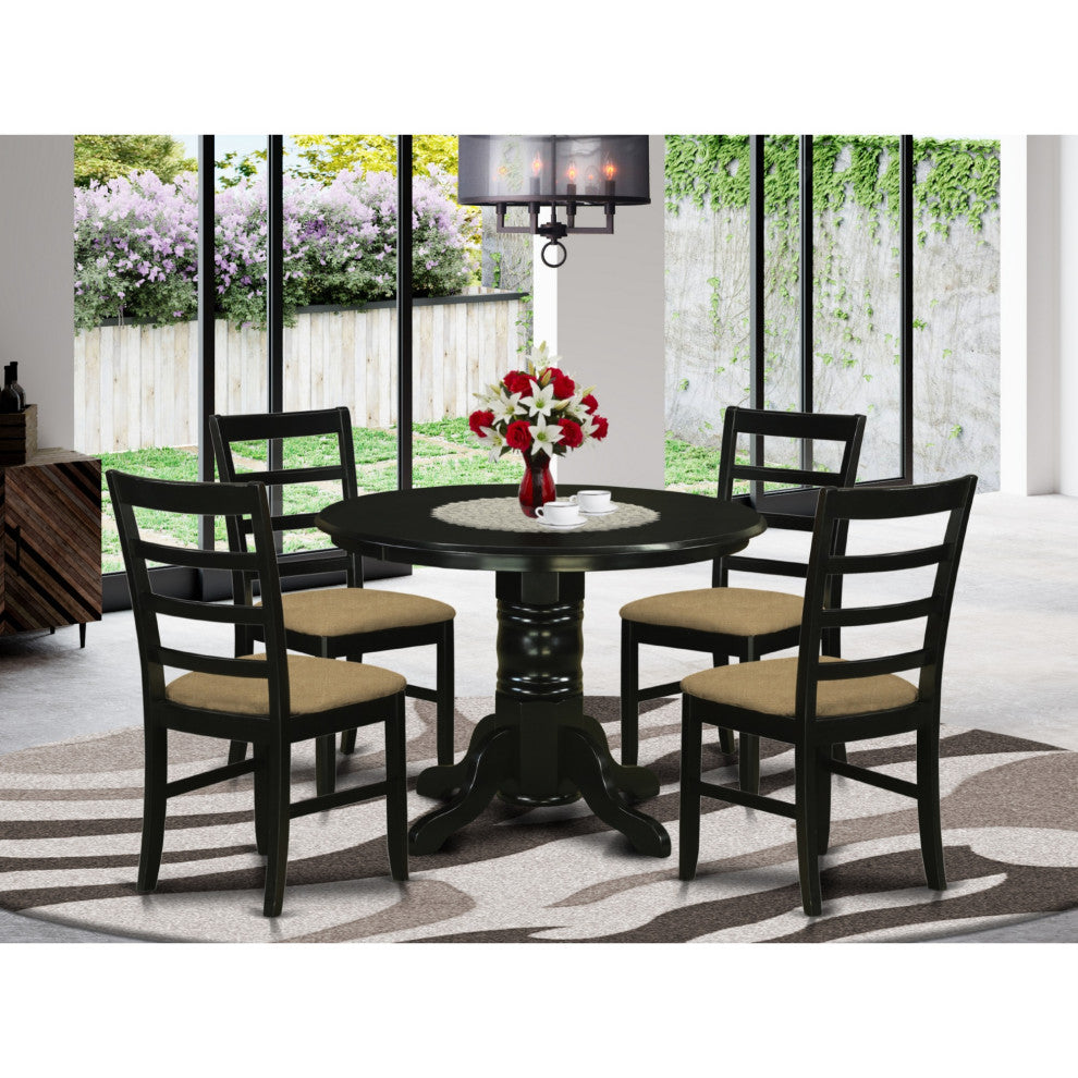 Shpf5-Blk-C 5-Piece Dining Room Set For 4-Dining Table And 4 Dining Chairs