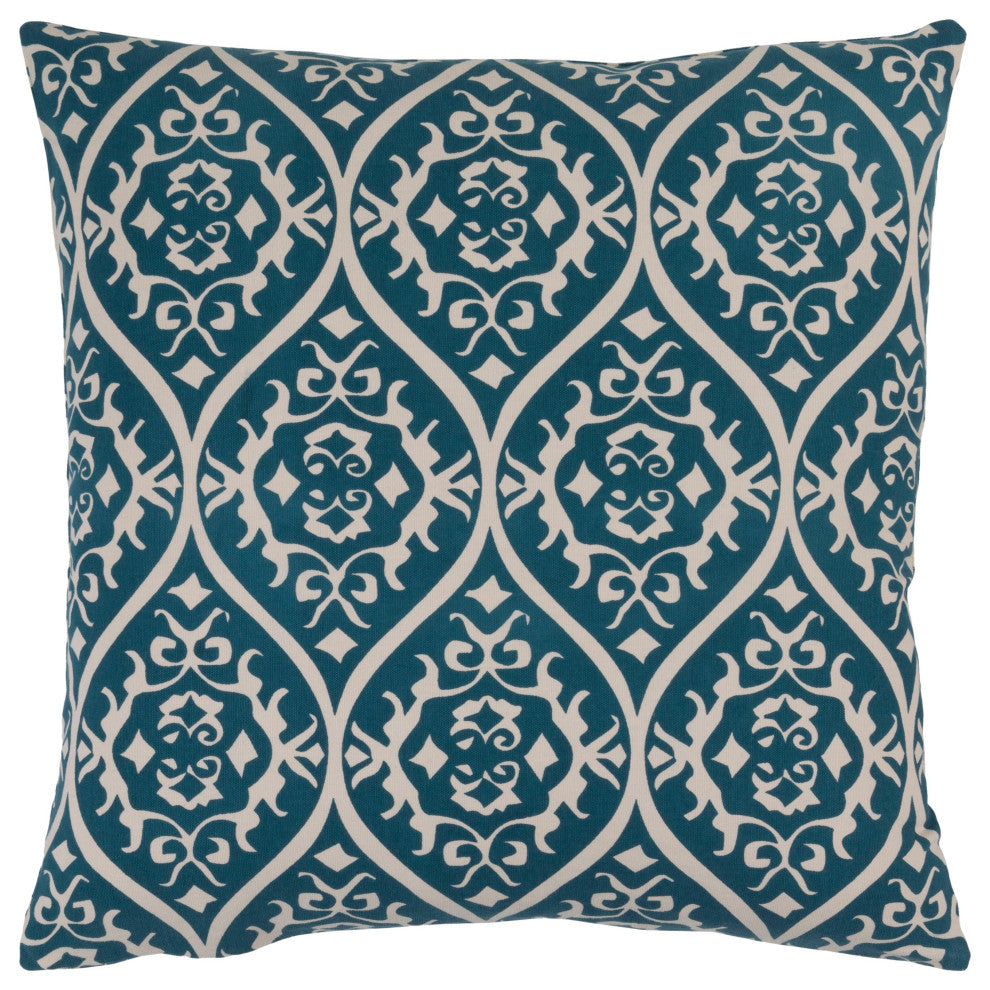 Surya Somerset SMS-001 22"x22" Pillow Cover, Ivory/Bright Blue