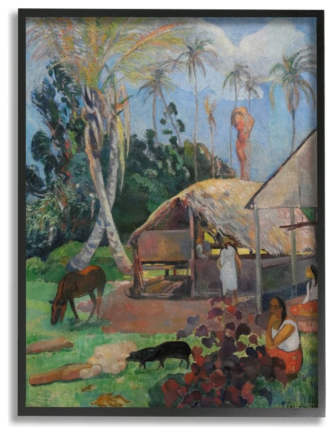 Village Farm Native Figures Classic Painting, 24"x30"
