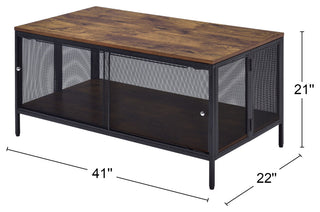 Wood Coffee Table With 1 Compartment, Antique Oak and Black