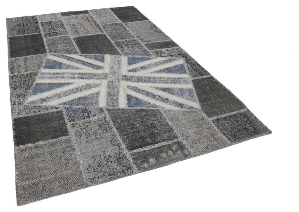 Rug N Carpet - Handwoven Anatolian 6' 7'' x 9' 11'' Flag Patchwork Rug