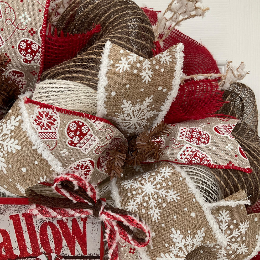 It's A Marshmallow World, The Winter Handmade Deco Mesh Wreath