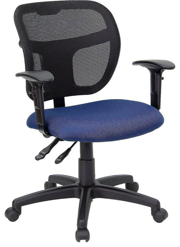 Mid-Back Navy Blue Mesh Swivel Task Chair with Adjustable Arms