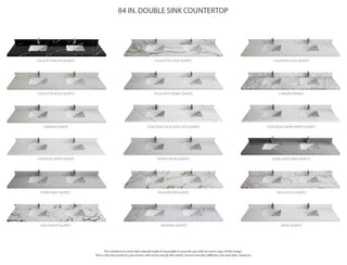 Nashville 84" Double Sink Bath Vanity, White 2" Carrara Quartz