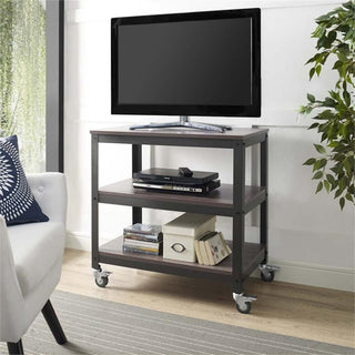 Modway Vivify 30" Tiered Wood & Metal Serving Stand TV Cart in Gray/Walnut