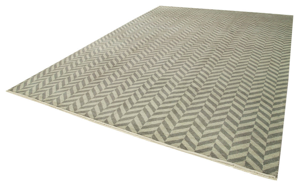 Rug N Carpet - Handmade Oriental 9' 9" x 13' 11" One-of-a-Kind Grey Oushak Rug