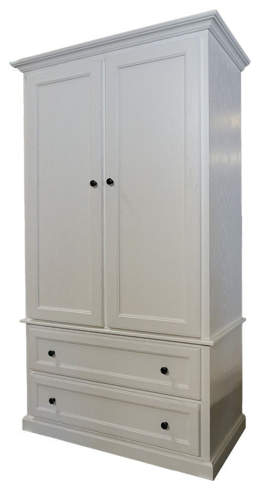 Traditional Extra Wide Oak Wooden Wardrobe, Bright White