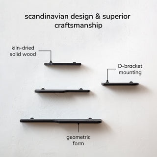 Dale Set of 4 Wall Mounted Shelves, Black