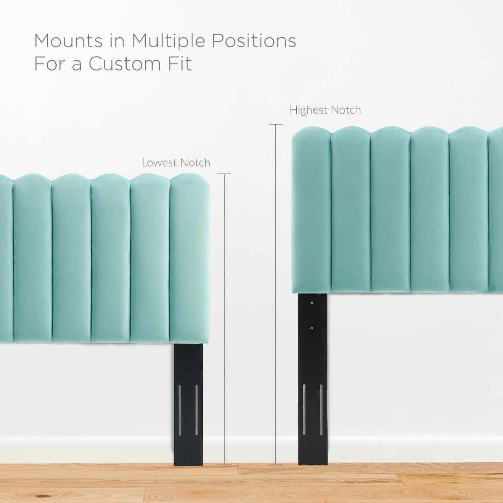 Headboard, Twin Size, Velvet, Blue, Modern Contemporary, Bedroom Master Suite