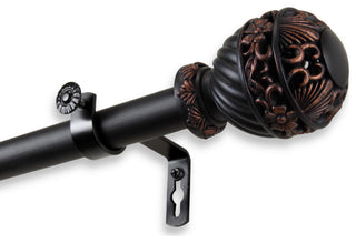 Stefan 1" Curtain Rod, Black, 160-240"