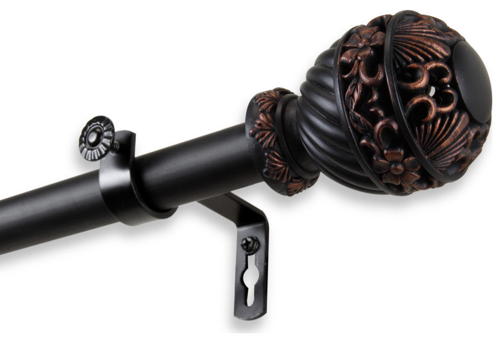 Stefan 1" Curtain Rod, Black, 160-240"