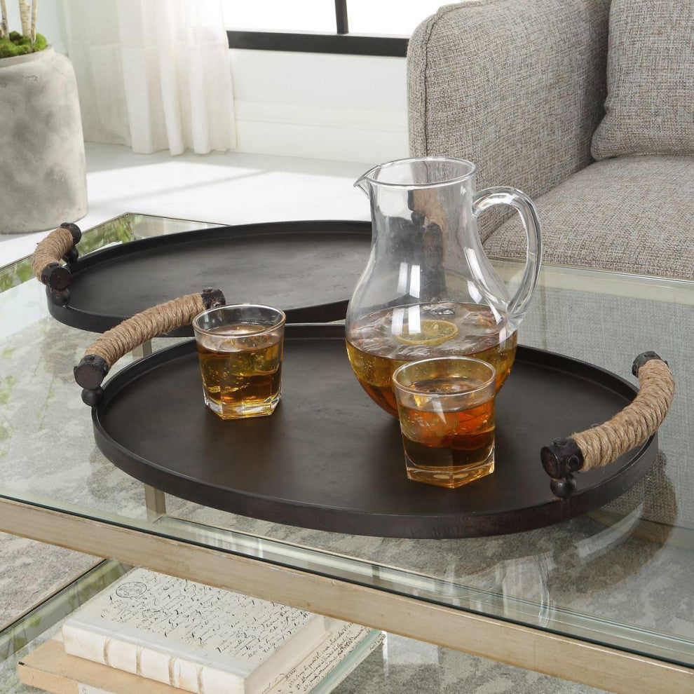 Uttermost 18073 Viggo Bronze Trays, 2-Piece Set
