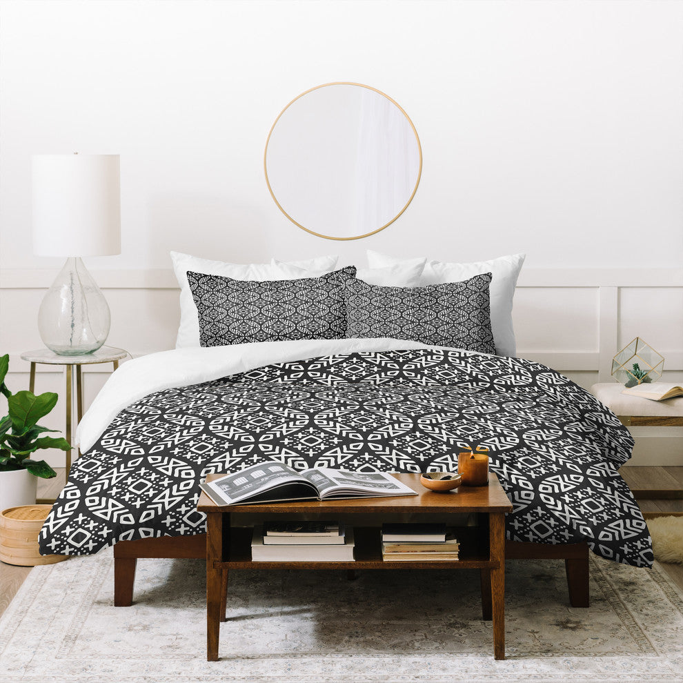 Deny Designs Little Arrow Design Co Modern Moroccan In Charcoal Duvet Cover Set