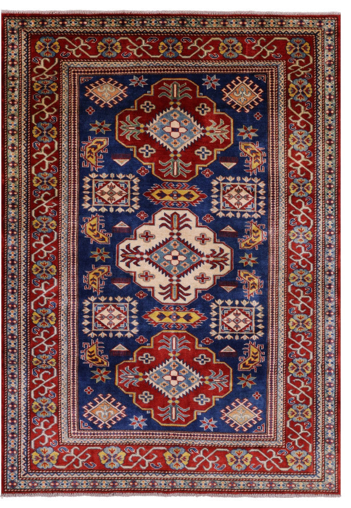 Geometric Super Kazak Handmade Rug 4' 2" X 6' 1" Q10921