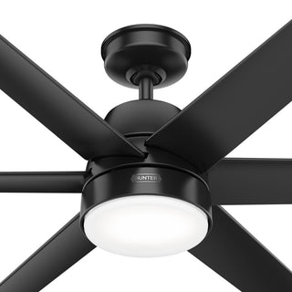 Hunter 60" Skysail Matte Black Wet Rated Ceiling Fan, LED Kit, Remote