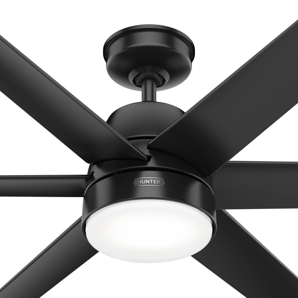 Hunter 60" Skysail Matte Black Wet Rated Ceiling Fan, LED Kit, Remote