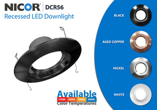 DCR56 LED Recessed Downlight Retrofit, Black, Smooth, 3000k (Soft White)