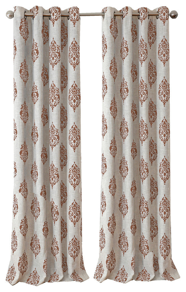 Navara Medallion Room Darkening Window Curtain, Cinnamon Red, 52"x95"