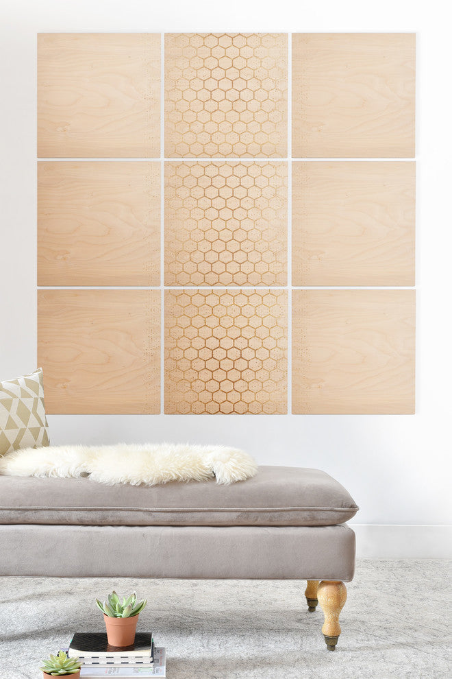 Deny Designs Holli Zollinger Gold Honeycomb Wood Wall Mural, 3'x3'