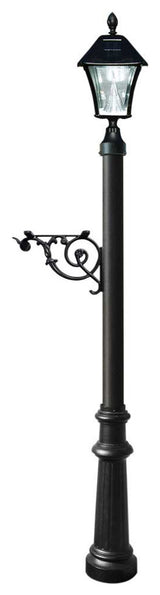 Post System Only With Bayview Solar Lamp, Support Bracket And Fluted Base, Black